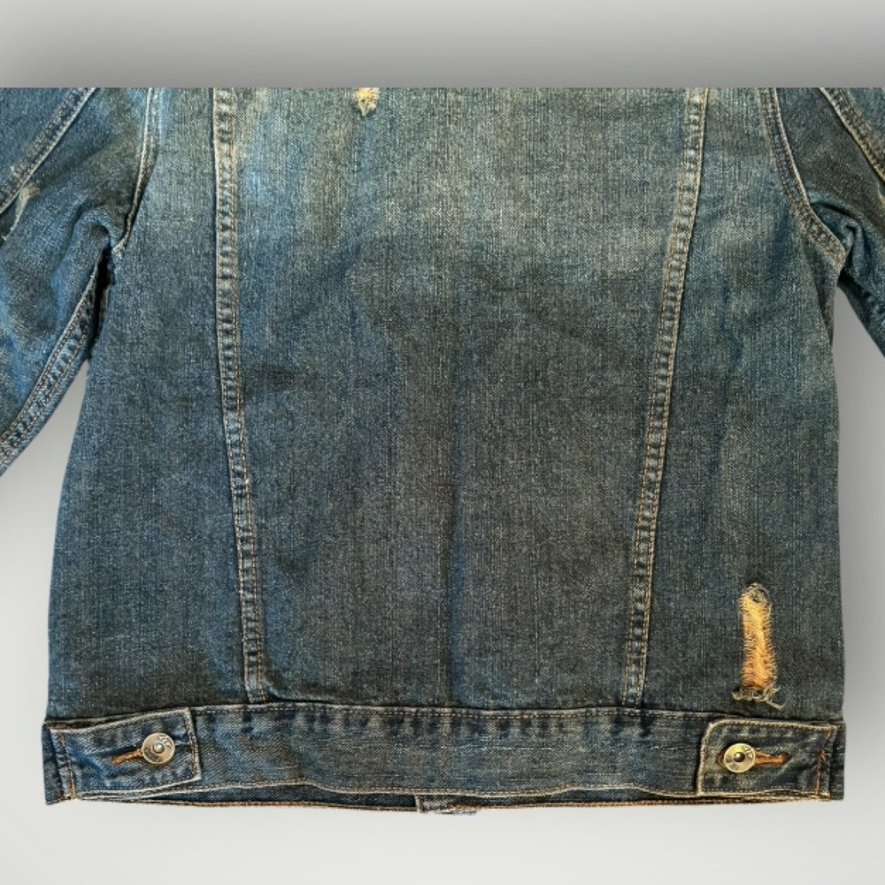 Agile Denim Mens Distressed Blue Jean Trucker Jacket Size M - Picture 9 of 11